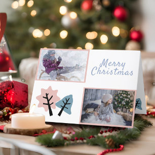 Photo Collage Modern Merry Christmas Family Holiday Card