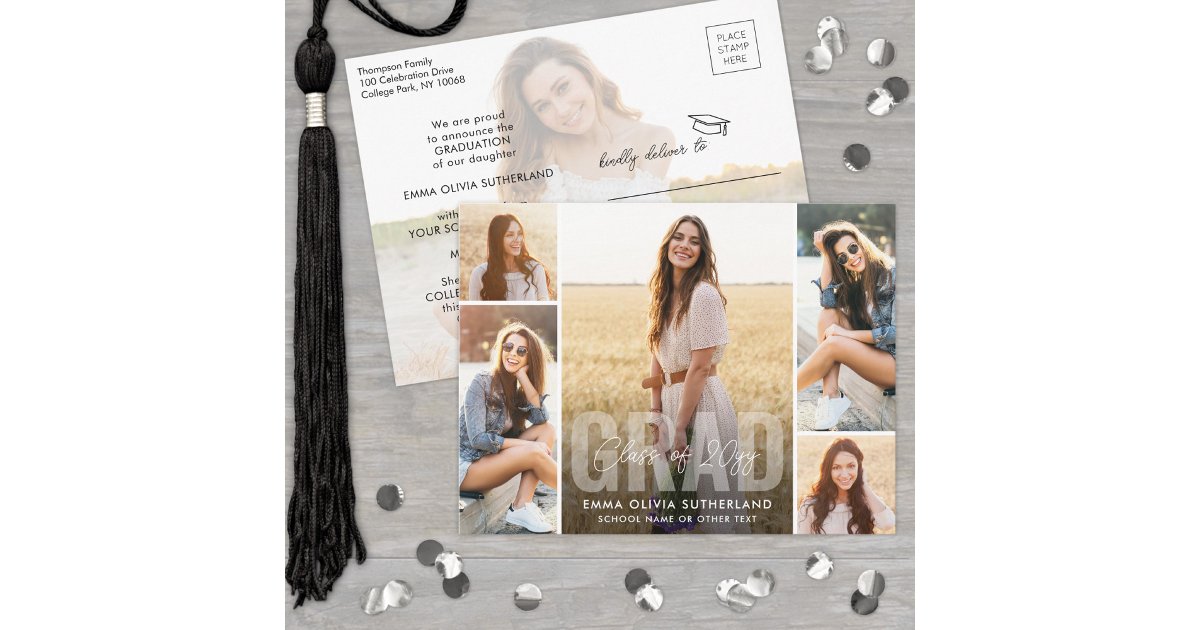 Photo Collage Modern Overlay Class Year Graduation Announcement ...