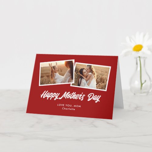 Photo Collage Modern Red Mothers Day Card