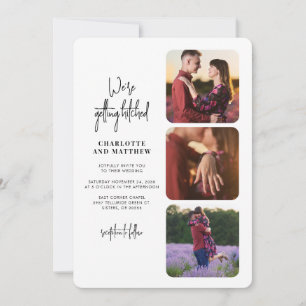 Photo Collage Modern Script Wedding Invitation