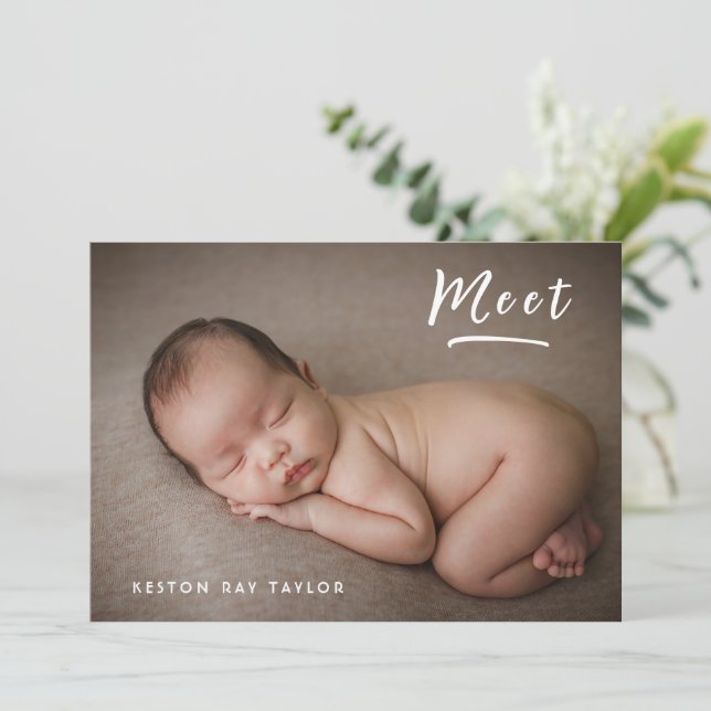 Photo Collage Modern Simple New Baby Announcement (Standing Front)