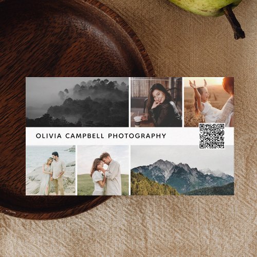 Photo Collage Modern Simple QR Code Business Card