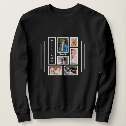 Photo Collage Modern Trendy Black Personalized Sweatshirt