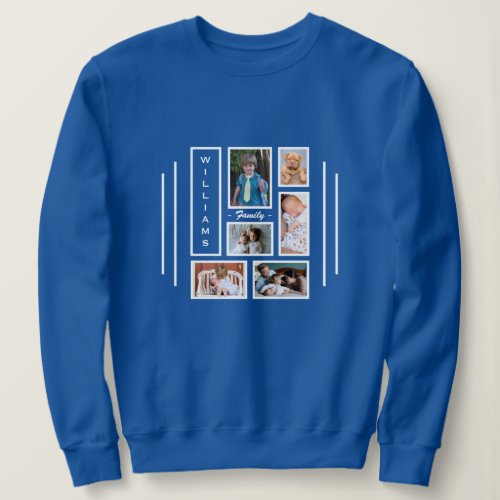 Photo Collage Modern Trendy Blue Personalized Sweatshirt