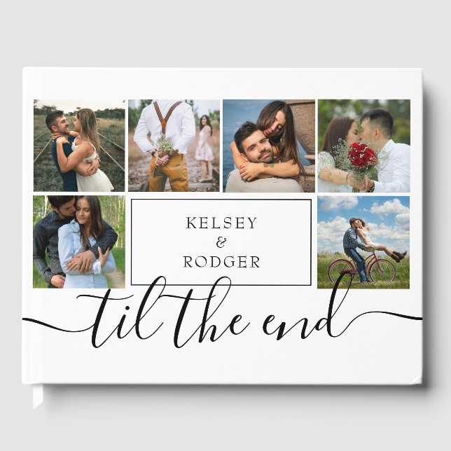 Photo Collage Modern Wedding  Guest Book (Front)