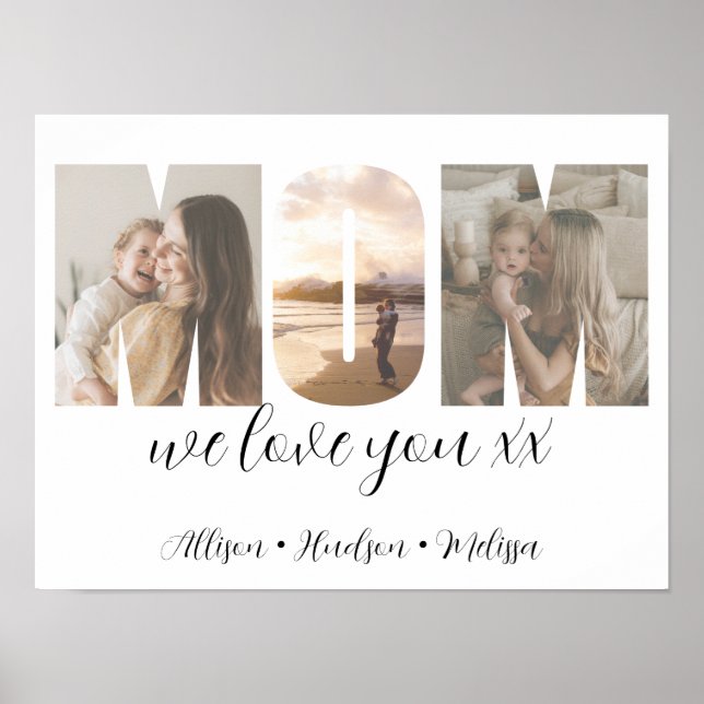 Photo Collage Mom Mothers day Gift With Kids Names Poster (Front)