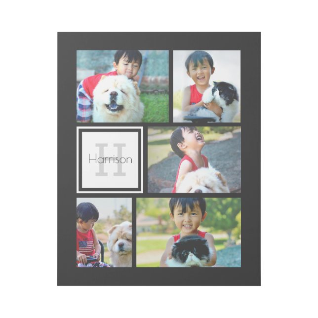 Photo Collage Monogram Five Pictures Gallery Wrap (Front)