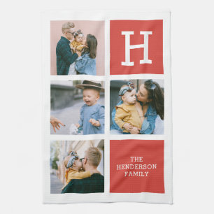 Photo Collage Monogram Modern Kitchen Towel