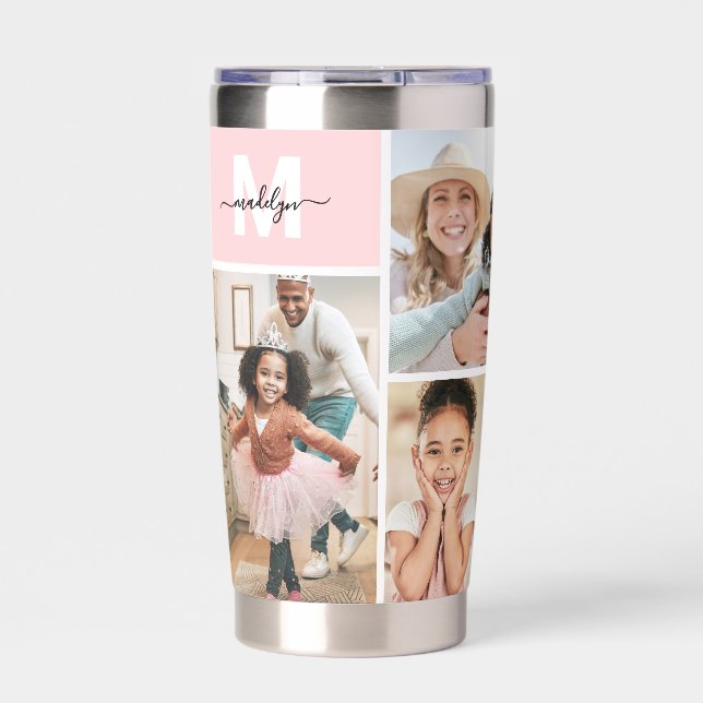 Photo Collage Monogram Picture Insulated Tumbler (Front)