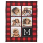 Photo Collage Monogram Red Black Buffalo Plaid