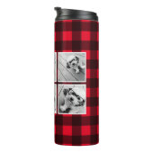 Photo Collage - Monogram Red Black Buffalo Plaid Thermal Tumbler (Rotated Right)