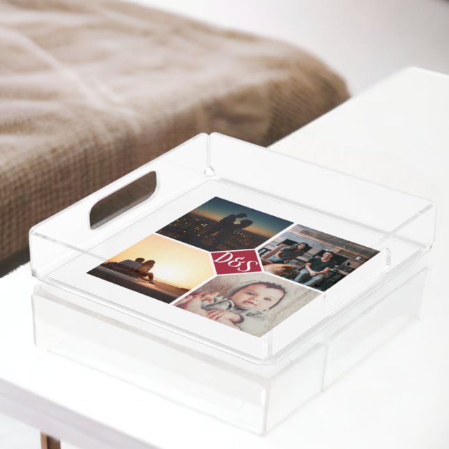 Photo Collage Monogrammed Personalized Acrylic Tray (Photo Collage Monogrammed Personalized Acrylic Tray from Ricaso. Add your own photographs & monogram)