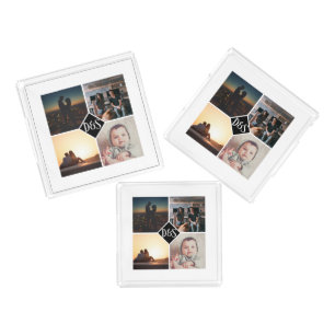 Photo Collage Monogrammed Personalized Acrylic Tray