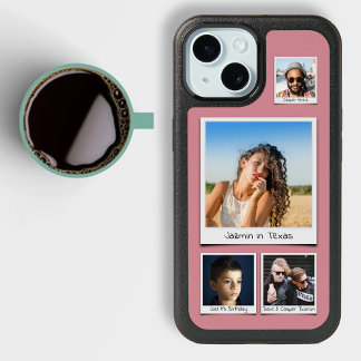 Photo Collage Monograms Names Dusty Pink Otterbox iPhone 15 Case