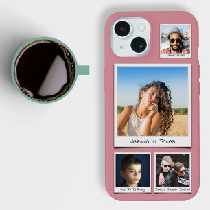 Photo Collage Monograms Or Names Dusty Pink iPhone 15 Case