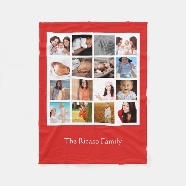 Photo Collage Mosaic Personalized Fleece Blanket (Front)