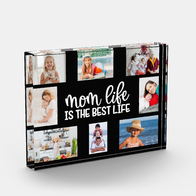 Photo collage Mothers day personalized gift black Block (Left)