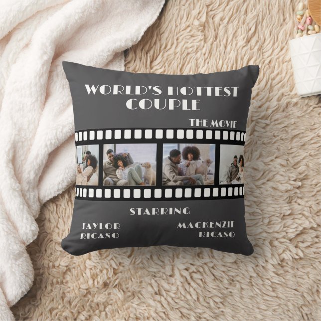 Photo Collage Movie Strip Personalized DIY Custom Throw Pillow (Blanket)