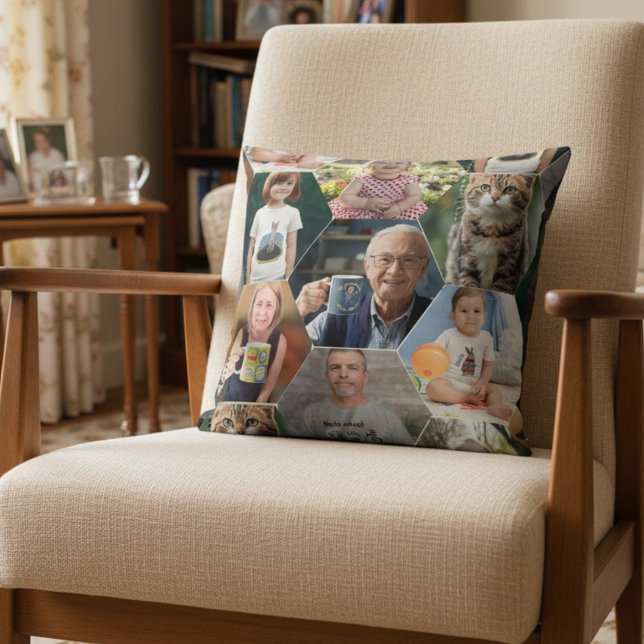 Photo Collage Multi Picture Memory Keepsake Gift Throw Pillow (Creator Uploaded)