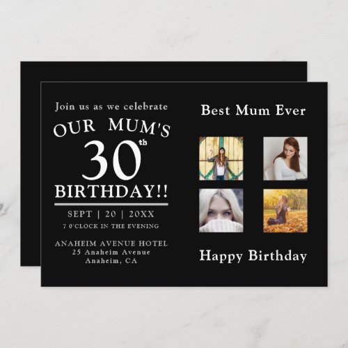 Photo Collage Mums 30th Birthday Party Invitation