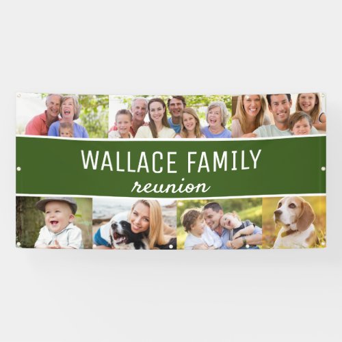 Photo collage Name Family Reunion Green Custom Banner