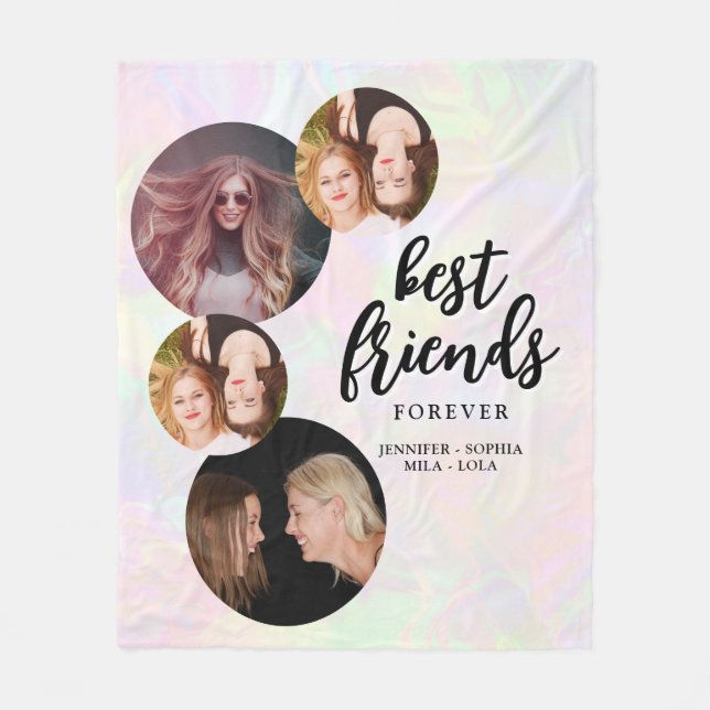 Photo Collage & Names | BFF Besties Fleece Blanket (Front)