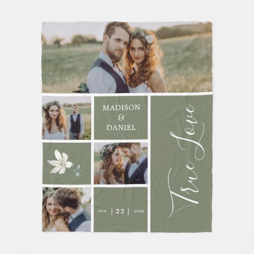 Photo Collage Newlywed Gift Wedding Keepsake Fleece Blanket