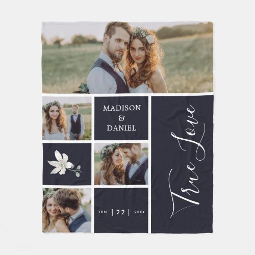 Photo Collage Newlywed Gift Wedding Keepsake Fleece Blanket