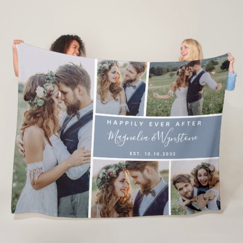 Photo Collage Newlyweds Anniversary Photo Fleece Blanket