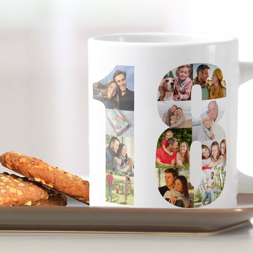 Photo Collage Number 18 _ 18th Birthday Giant Coffee Mug