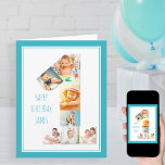 Photo Collage Number 1 Boy's First Birthday Card<br><div class="desc">Unique and personalized 1st birthday photo card for a little boy. The photo template is set up for you to add your favorite pictures to this number 1 photo collage plus an extra special photo inside. You can also add his name to the front and customize the birthday greeting inside....</div>