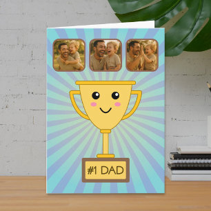 Photo Collage Number 1 Dad Trophy Card