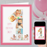 Photo Collage Number 1 Girl's First Birthday Card<br><div class="desc">Unique and personalized 1st birthday photo card for a little girl. The photo template is set up for you to add your favorite pictures to this number 1 photo collage plus an extra special photo inside. You can also add her name to the front and customize the birthday greeting inside....</div>