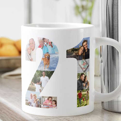 Photo Collage Number 21 _ 21st Birthday Giant Coffee Mug