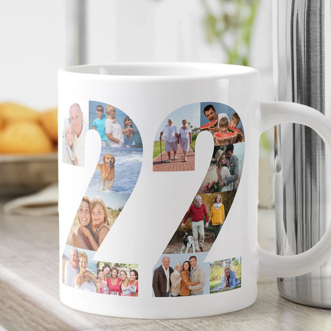 Photo Collage Number 22 - 22nd Birthday Gift Giant Coffee Mug (Creator Uploaded)