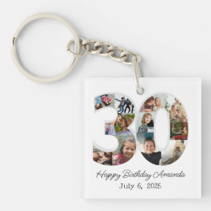 Photo Collage Number 30 - 30th Birthday Keychain