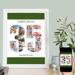 Photo Collage Number 35 Personalized 35th Birthday Poster<br><div class="desc">Custom Poster with number 35 photo collage - perfect for a unique 35th birthday gift. The poster is white with forest green borders and typography. The photo collage holds up to 14 of your current favorite family photos or create your own timeline of the last 35 years. The template is...</div>