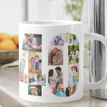 Photo Collage Number 40 - 40th Birthday Giant Coffee Mug<br><div class="desc">Personalized Giant Mug for 40th Birthday. Create your own photo collage using your favorite photos. Your photographs will automatically display in the shape of the number 40 on both sides of the mug. The photo collage holds a mixture of square, portrait and landscape pictures to give you good flexibility of...</div>