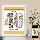 Photo Collage Number 40 Custom 40th Birthday Poster<br><div class="desc">Custom Poster with number 40 photo collage - perfect for a unique 40th birthday gift. The poster is white with neutral beige sand / muted yellow borders and bronze modern typography. The photo collage holds up to 15 of your current favorite family photos or create your own timeline of the...</div>