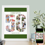 Photo Collage Number 50 Personalized 50th Birthday Poster<br><div class="desc">Custom Poster with number 50 photo collage - perfect for a unique 50th birthday gift. The poster is white with forest green borders and typography. The photo collage holds up to 17 of your current favorite family photos or create your own timeline of the last 50 years. The template is...</div>