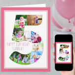 Photo Collage Number 5 Girl's 5th Birthday Card<br><div class="desc">Unique and personalized 5th birthday photo card for a little girl. The photo template is set up for you to add your favorite pictures to this number 5 photo collage plus an extra special photo inside. You can also add her name to the front and customize the birthday greeting inside....</div>