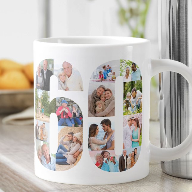 Photo Collage Number 60 - 60th Birthday Giant Coffee Mug (Creator Uploaded)
