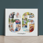 Photo Collage Number 66 Custom 66th Birthday Faux Canvas Print<br><div class="desc">Create your own personalized photo gift for a 66th Birthday. This neat photo collage is in the shape of the number 66 on a white background with charcoal grey borders. The collage can hold 14 photos and the template is set up ready for you to add your favorite photos. You...</div>