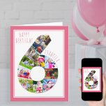 Photo Collage Number 6 Girl's 6th Birthday Card<br><div class="desc">Unique and personalized 6th birthday photo card for a little girl. The photo template is set up for you to add your favorite pictures to this number 6 photo collage plus an extra special photo inside. You can also add her name to the front and customize the birthday greeting inside....</div>