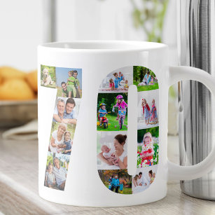 Photo Collage Number 70 - 70th Birthday Giant Coffee Mug