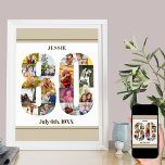 Photo Collage Number 80 Custom 80th Birthday Poster<br><div class="desc">Custom Poster with number 80 photo collage - perfect for a unique 50th birthday gift. The poster is white with neutral beige oatmeal borders and bronze modern typography. The photo collage holds up to 18 of your current favorite family photos or create your own timeline of the last 80 years....</div>