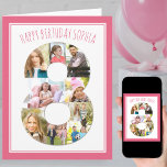 Photo Collage Number 8 Pink 8th Birthday Card<br><div class="desc">Unique and personalized 8th birthday photo card. The photo template is set up for you to add your favorite pictures to this number 8 photo collage plus an extra special photo inside. You can also add a name or relation (eg daughter, sister) to the front and customize the birthday greeting...</div>