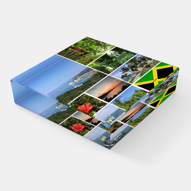 Photo Collage of Jamaica Paperweight (Angled)