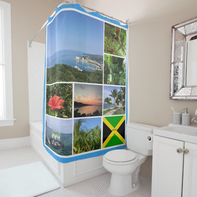 Photo Collage of Jamaica Shower Curtain (In Situ)