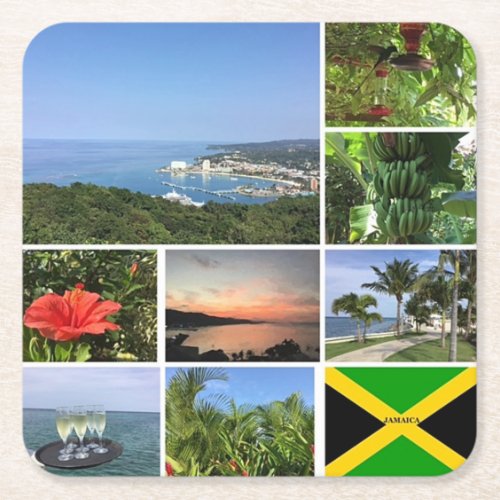 Photo Collage of Jamaica Square Paper Coaster
